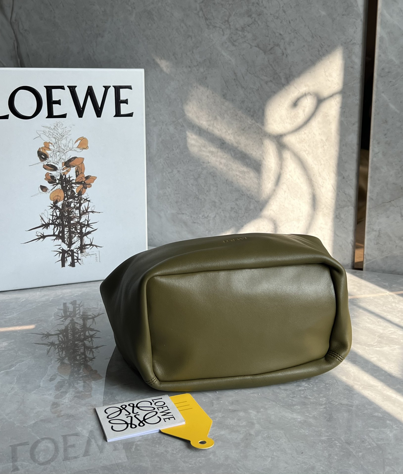 Loewe Medium Squeeze Bag in Mellow Nappa Lambskin Dark Khaki Green